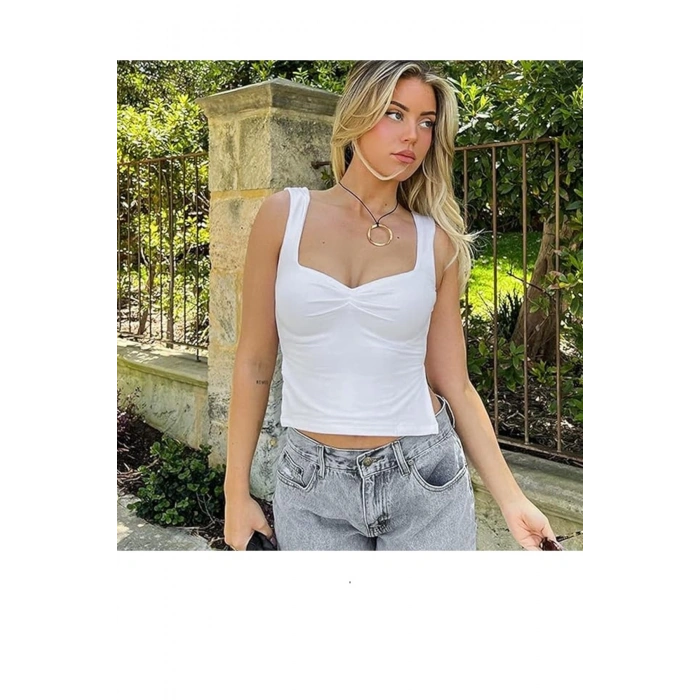 Sırt Dekolteli Büzgü Detaylı Bluz