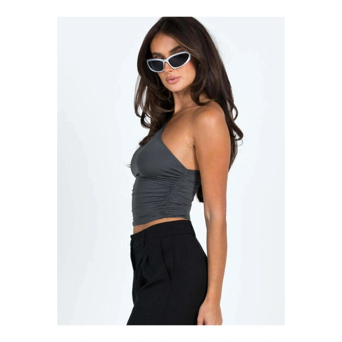 Tek Omuz Detaylı Büzgülü Bluz