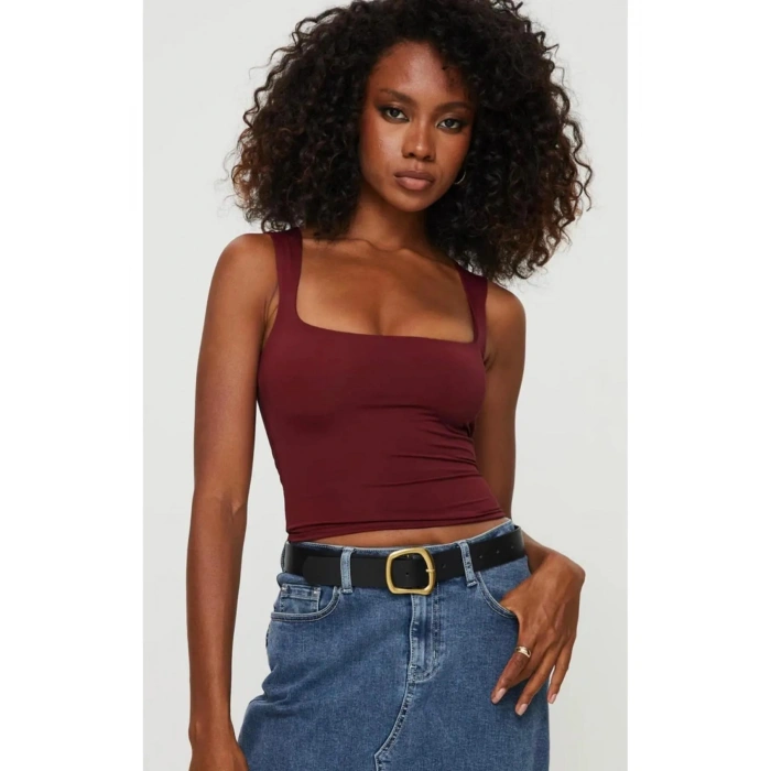 Kare Yaka Geniş Askılı Basic Bluz