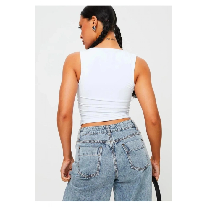 Kare Yaka Geniş Askılı Basic Bluz