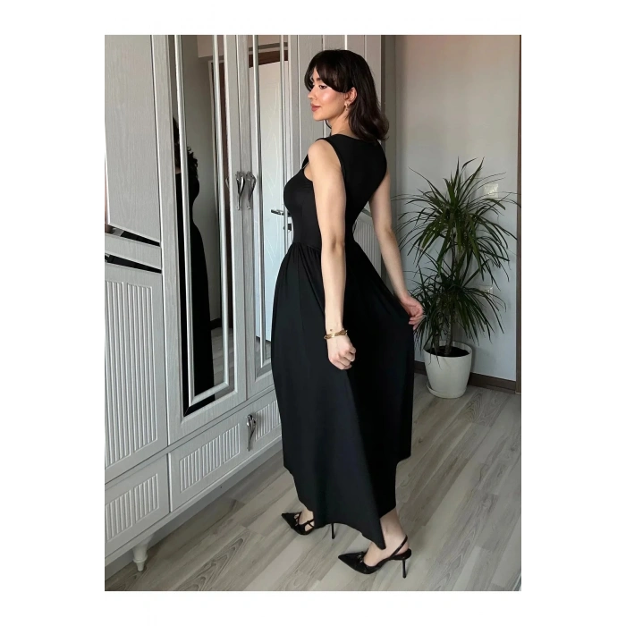 Kadın Kare Yaka Kalın Askılı Elbise