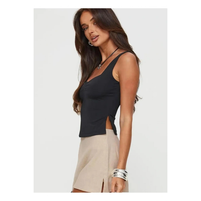 Sırt Dekolteli Büzgü Detaylı bluz ( Crop Degildir )