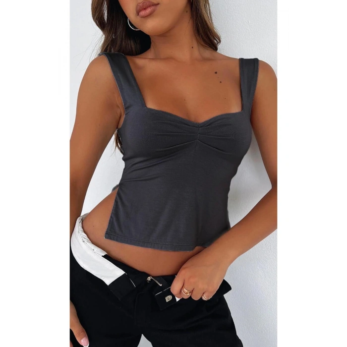 Sırt Dekolteli Büzgü Detaylı bluz ( Crop Degildir )