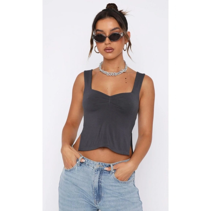 Sırt Dekolteli Büzgü Detaylı bluz ( Crop Degildir )