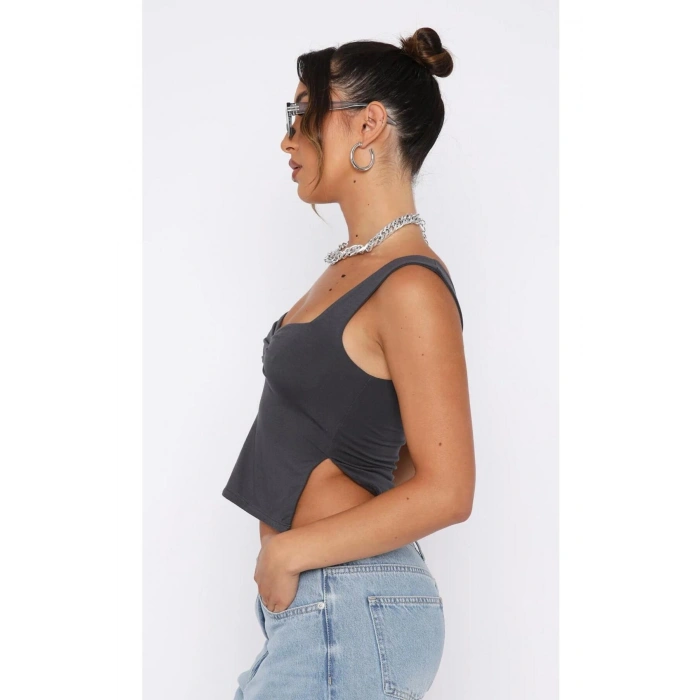 Sırt Dekolteli Büzgü Detaylı bluz ( Crop Degildir )