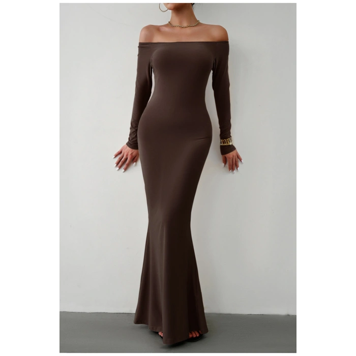 Vücuda Oturan Kadın- Maxi Uzun Elbise -Mevsimlik- Tam Kalıp-Balık Elbise-