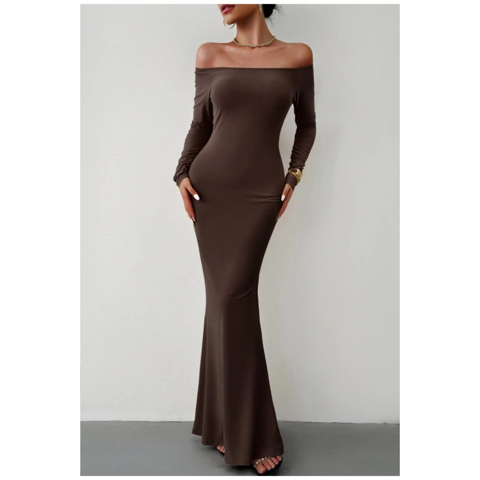 Vücuda Oturan Kadın- Maxi Uzun Elbise -Mevsimlik- Tam Kalıp-Balık Elbise-