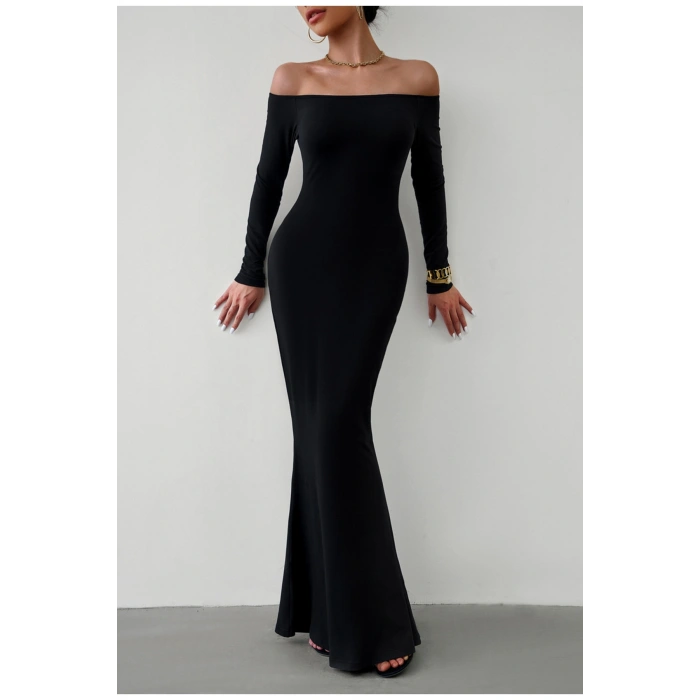 Vücuda Oturan Kadın- Maxi Uzun Elbise -Mevsimlik- Tam Kalıp-Balık Elbise-