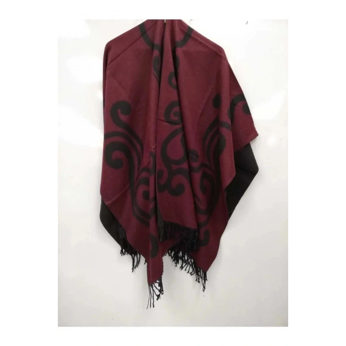 Kadın Gri Çift Taraflı Omuz Şalı Panço