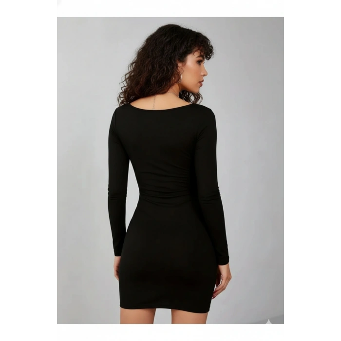 Uzun Kollu Likralı Mini Elbise ( Mevsimlik ve Kışlık )