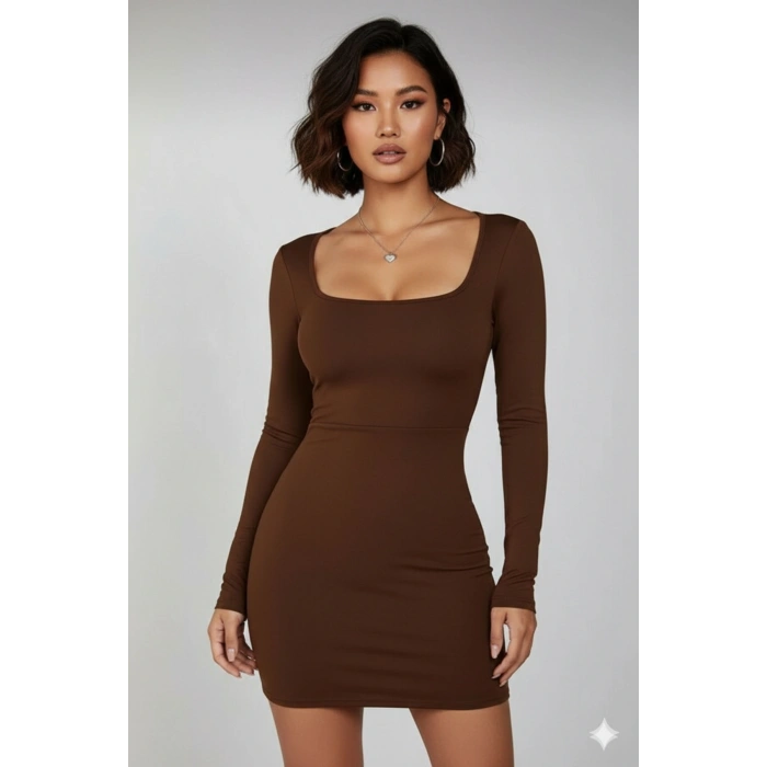 Uzun Kollu Likralı Mini Elbise ( Mevsimlik ve Kışlık )