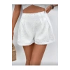“Yüksek Bel Brode Nakışlı Beyaz Kadın Şort | Yazlık Astarlı Rahat Kesim Günlük Şort”