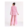 Pudra Pembe Kruvaze Tüvit Ceket ve Tül Etekli Kadın Takım – Modern Davet & Özel Gün Kombini