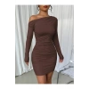 Tek Omuz Drapeli Vücuda Oturan Mini Elbise – Esnek Kumaş - Kışlıkk-Mevsimlik