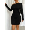 Tek Omuz Drapeli Vücuda Oturan Mini Elbise – Esnek Kumaş - Kışlıkk-Mevsimlik