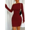 Tek Omuz Drapeli Vücuda Oturan Mini Elbise – Esnek Kumaş - Kışlıkk-Mevsimlik