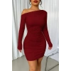 Tek Omuz Drapeli Vücuda Oturan Mini Elbise – Esnek Kumaş - Kışlıkk-Mevsimlik