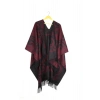 Kadın Bordo Çift Taraflı Omuz Şal Panço