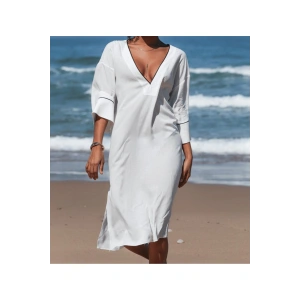 BEYAZ YAZLIK RAHAT ELBİSE