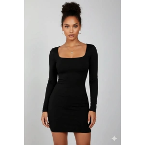 Uzun Kollu Likralı Mini Elbise ( Mevsimlik ve Kışlık )