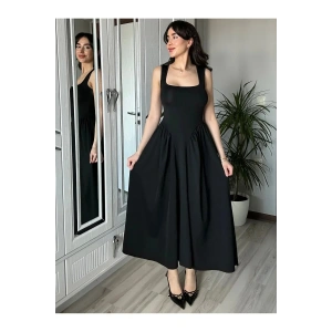 Kadın Kare Yaka Kalın Askılı Elbise