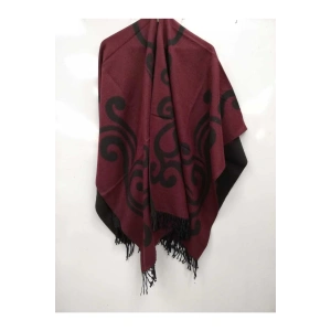 Kadın Kışlık Çift Taraflı Panço Omuz Şalı