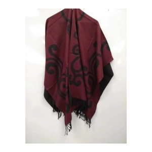 Kadın Gri Çift Taraflı Omuz Şalı Panço