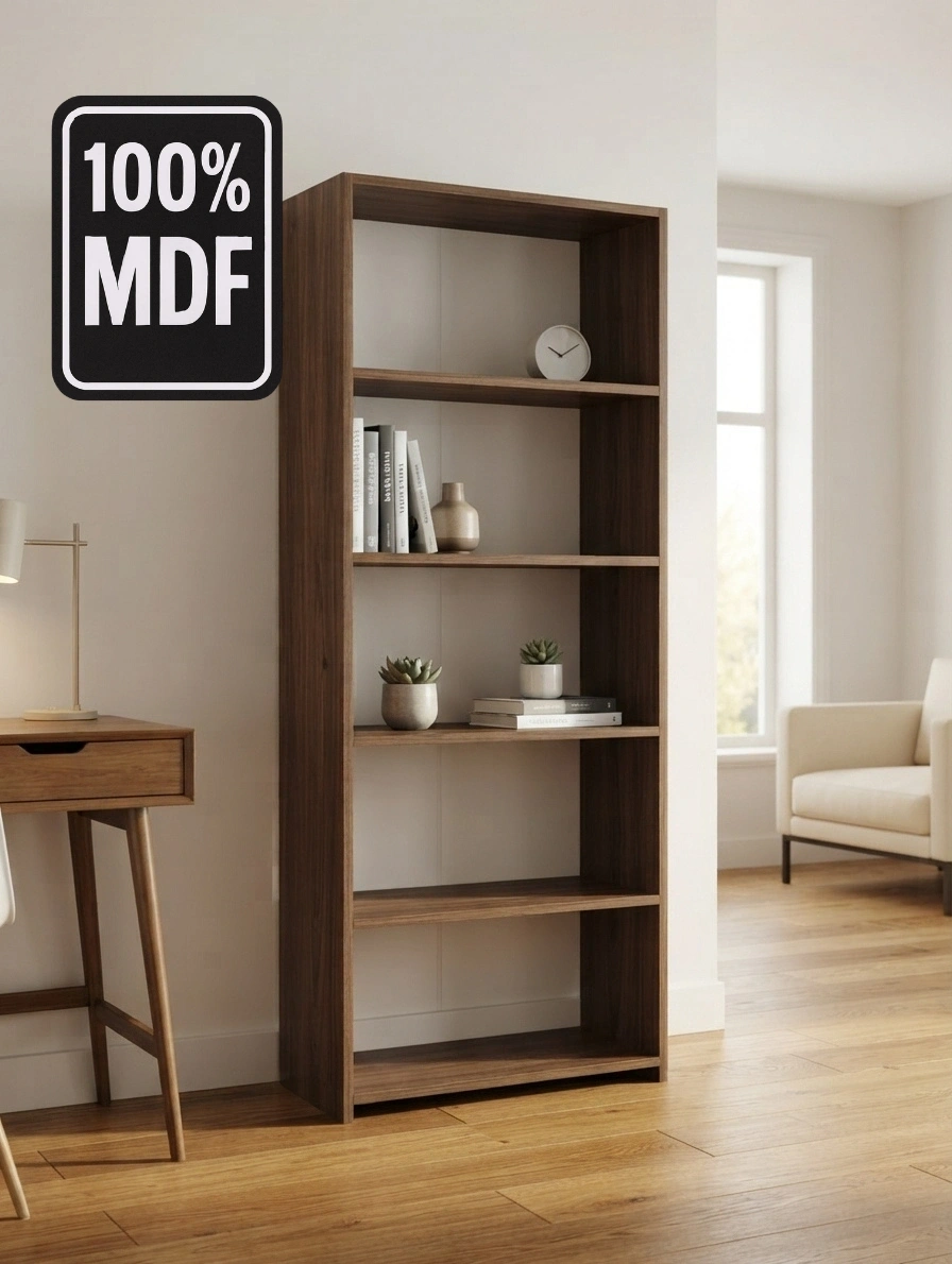 5 Raflı Kitaplık %100 MDF - Venezia Ceviz