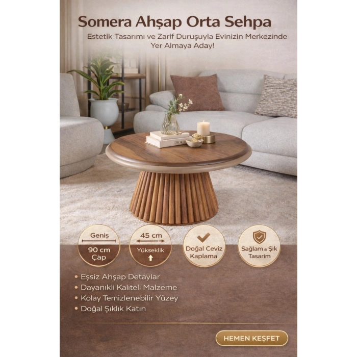 Somera Yuvarlak Orta Sehpa