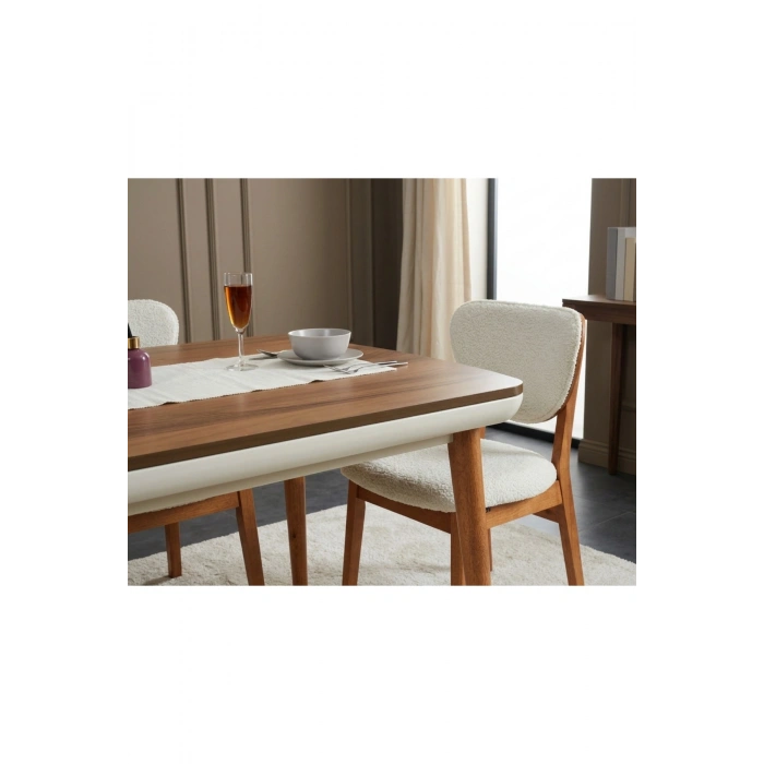 Vizyon 6 Kişilik Doğal Ceviz Kaplama Sabit Yemek Masası 90 x 170 cm (Sadece Masa)