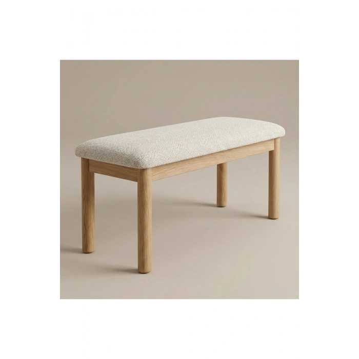 Nuu Minimal 4 Kişilik Kompakt Açılır Mutfak Masa Takımı Klimt Meşe Bukle Krem ( 1 Masa 2 Sırtsız Bench)