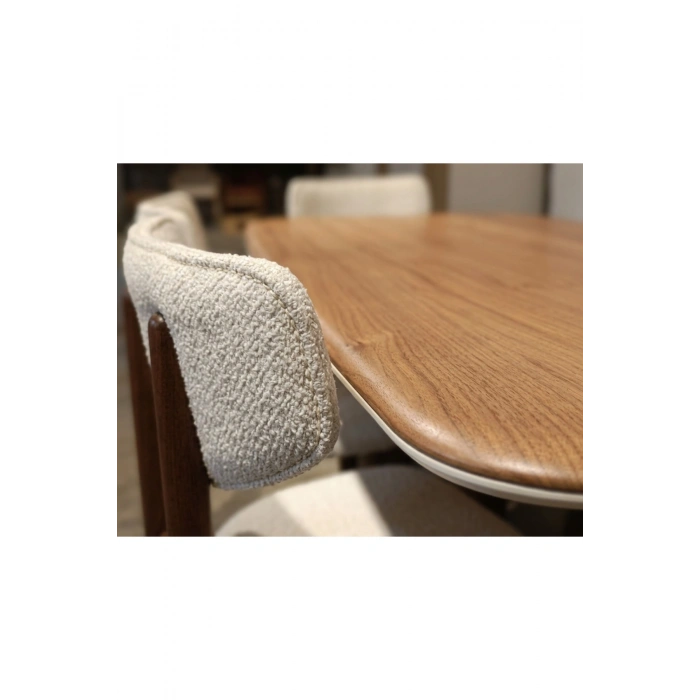 Nova 6 Kişilik Yemek Masası Takımı 6 Sandalye 1 Masa 200x100, %100 El Yapımı Sıvama MDF