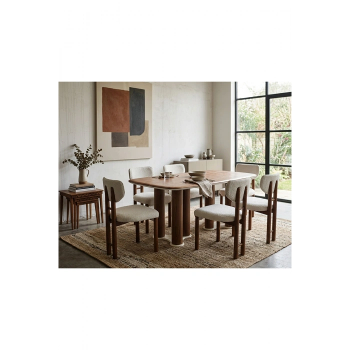 Nova 6 Kişilik Yemek Masası Takımı 6 Sandalye 1 Masa 200x100, %100 El Yapımı Sıvama MDF