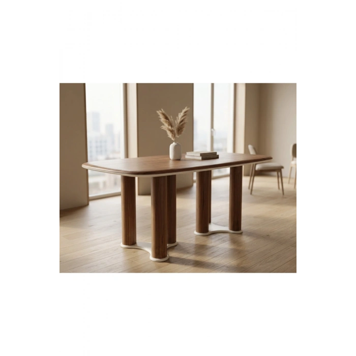 Nova 6 Kişilik Yemek Masası Takımı 6 Sandalye 1 Masa 200x100, %100 El Yapımı Sıvama MDF