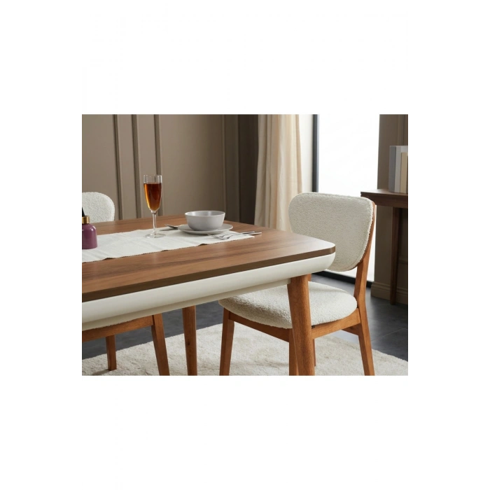 Vizyon 4 Kişilik Doğal Ceviz Kaplama Sabit Yemek Masası 140 x 90 cm (Sadece Masa)