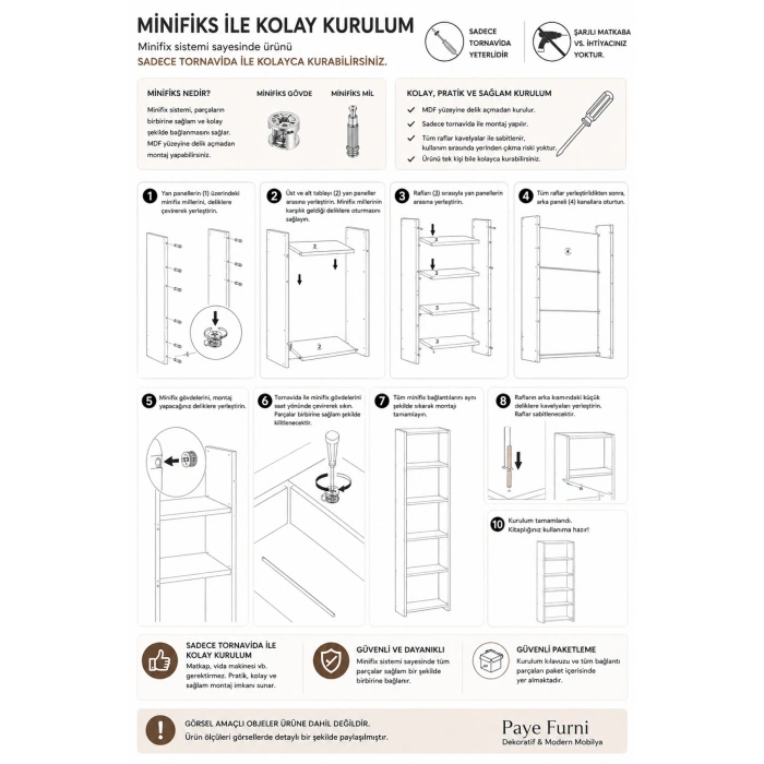 5 Raflı Kitaplık %100 MDF - Siyah