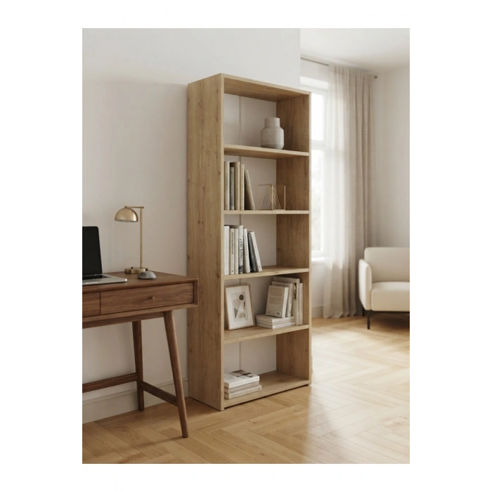 5 Raflı Kitaplık %100 MDF - Safir Meşe