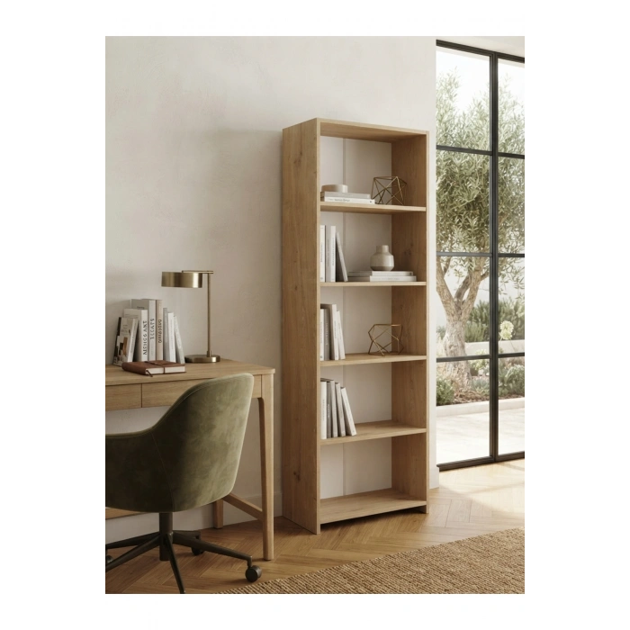5 Raflı Kitaplık %100 MDF - Safir Meşe