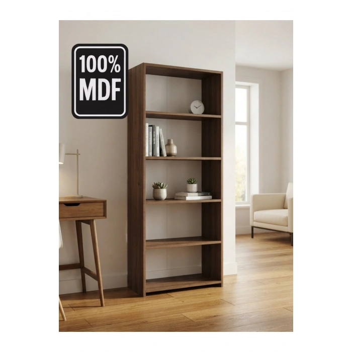 5 Raflı Kitaplık %100 MDF - Venezia Ceviz