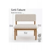 Nuu Minimal Sırtlı Bench 1. Sınıf Gürgen Ahşap ayak, Puf Bench Tabure, Buklu Kumaş