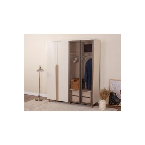 İtra 4 Kapaklı Gardırop – Krem Gövde, Krem Lake Camlı Kapak