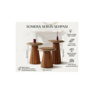Somera Doğal Ahşap 3lü Zigon Sehpa