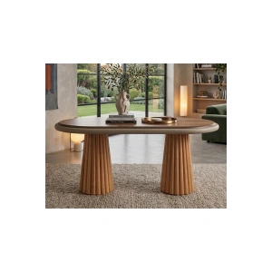 Somera Doğal Ceviz Kaplama Sabit İskandinav Model Masa 90x170 cm (Sandalyesiz)