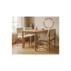 Nuu Minimal 4 Kişilk Açılır Mutfak Masa Takımı Klimt Meşe Bukle Krem (1 Masa + 2 Sandalye+ 1 Bench Sırtlı)