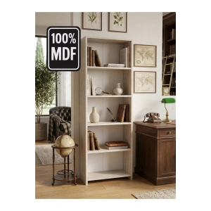 5 Raflı Kitaplık %100 MDF - Traverten Model