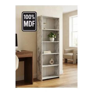 5 Raflı Kitaplık %100 MDF - Frezia Mermer Desen