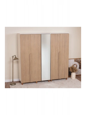 İtra 5 Kapaklı Gardırop (Meşe Aynalı Kapak)