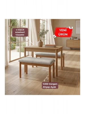 Nuu Minimal Mutfak Masa Takımı ( 1 Masa 2 Sırtsız Bench)