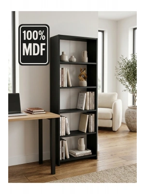 5 Raflı Kitaplık %100 MDF - Siyah