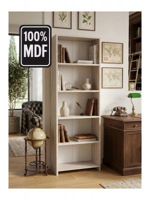 5 Raflı Kitaplık %100 MDF - Traverten Model